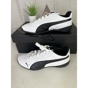 Puma Tune Cat 3 Youth Size 5C Leather Shoes White‎ / Black Sneakers New!